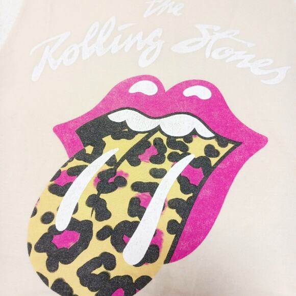 Anthropologie ROLLING STONES Tank Top Sz M Leopard Lip Sleeveless Graphic Print - Picture 4 of 11